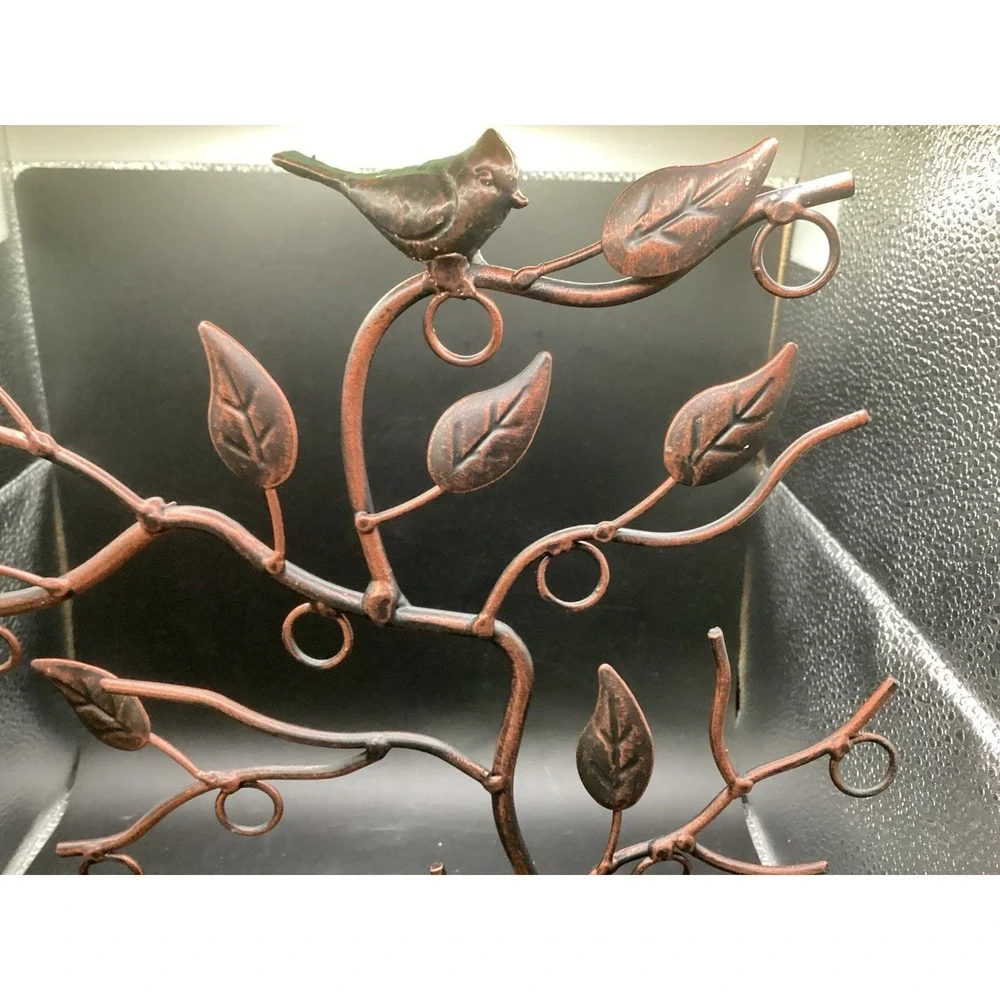 VTG Metal Earring Tree W/ Bird / Trinket Tray Bronze Look - 11
